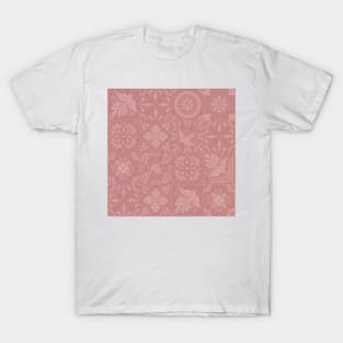 Mexican Elegant Pink Talavera Tile Pattern by Akbaly T-Shirt